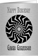 Birthday Great Grandson, black buzzsaw pattern card