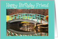 Birthday Friend, arched bridge with reflection card