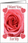 Valentine, Pink Rose & Hearts card