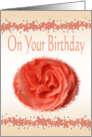 Birthday, peach rose card