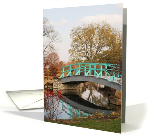 Bridge over still pond card (562520)