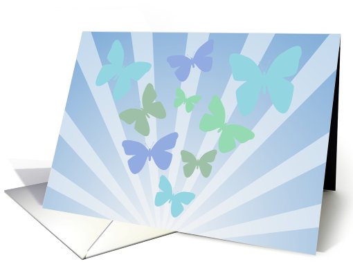 Pastel butterflies on sunrays card (563983)