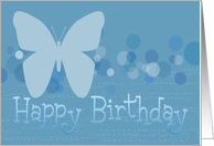 Birthday pastel butterfly on blue card