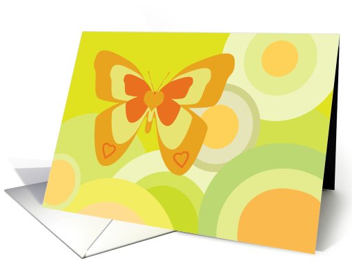 Orange & yellow Butterfly on bright circles card (584103)