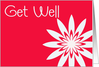 Get Well, red & white flower with heart card