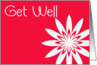 Get Well, red & white flower with heart card