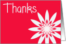Thanks, red & white flower with heart card
