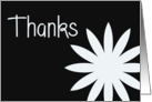 Thanks, black & white flower with heart card