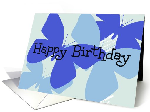 Happy Birthday, blue butterflies card (588173)