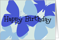 Happy Birthday, blue butterflies card