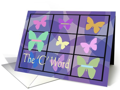 Cancer recovery, colorful butterfly on lue card (610637)