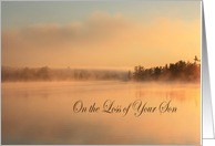 Sympathy, Loss of Son, fog on water, lake with trees card