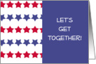 Memorial Day Picnic Invitation, red & blue stars on white & blue card