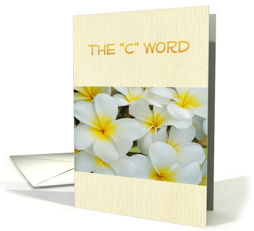 The C Word, cancer survivors get well, white & yellow blooms card