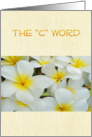 The C Word, cancer survivors get well, white & yellow blooms card