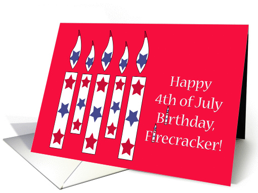 Fourth of July Birthday, candles with red & blue stars card (910397)