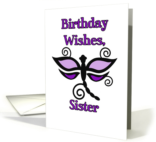 Sister's Birthday Wishes, Sister, Purple and Mauve Dragonfly card