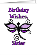 Sister’s Birthday Wishes, Sister, Purple and Mauve Dragonfly card