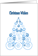 Christmas Wishes, Christmas Tree of Scrolls in blue card