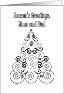 Season’s Greetings, Mom & Dad, tree in b & w card