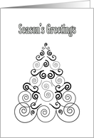 Season’s Greetings, Christmas tree in black & white card