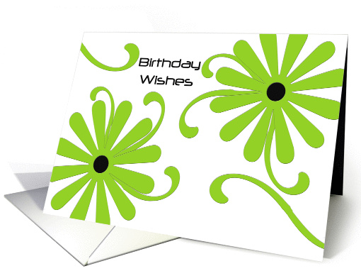 Birthday Wishes, two big bright green flowers card (948118)