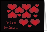 Valentine’s Day, Going for Broke, Be Mine, Red Hearts on Black card