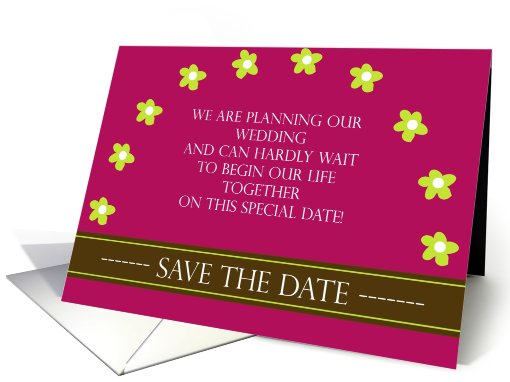 Pink & Brown Save the Date - Wedding card (433324)