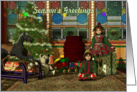 Two little elves to help with presents card
