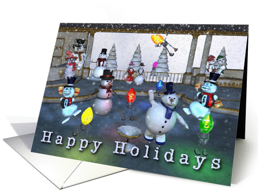 Funny Snowmen/Christmas Light Happy Holidays card (595707)
