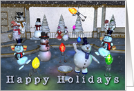 Funny Snowmen/Christmas Light Happy Holidays card