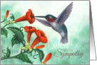 With Sympathy Hummingbird with Trumpet Creeper card