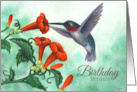 Birthday Wishes Hummingbird with Trumpet Creeper card