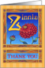 Zinnia Blossom Art Nouveau Thank You Blank Inside card