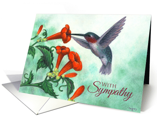 With Sympathy Hummingbird with Trumpet Creeper card (1749534)