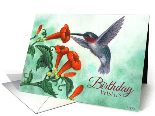 Birthday Wishes Hummingbird with Trumpet Creeper card (1749538)
