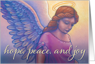 Hope Peace and Joy Christmas Angel card