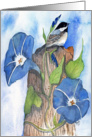 Morning Glories and Chickadee card