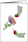 Just Humming Along, Hummingbirds and Rainbow flower card