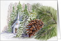 Christmas Church Happy Holidays card