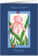 pink Iris easter birthday card