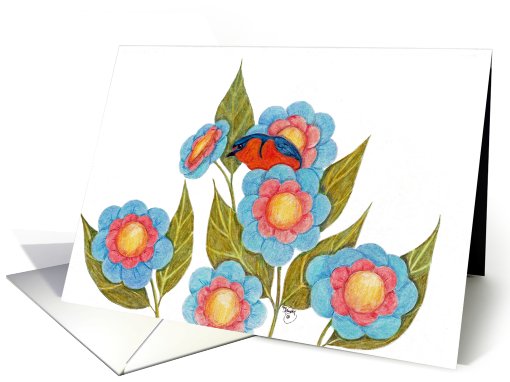 Posies and Barn Swallow card (671602)