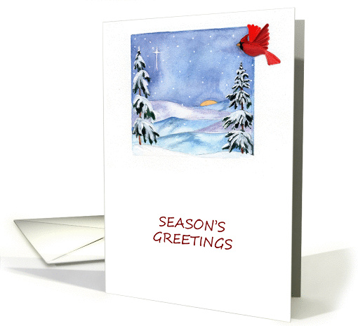 Mountain Christmas Cardinal Seasons Greetings card (881772)