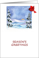 Mountain Christmas Cardinal Seasons Greetings card