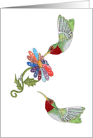 Just Humming Along, Hummingbirds and Rainbow flower card