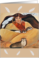 Otter Woman Native American Woman, Blank Note Card