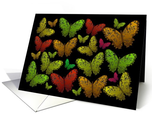 Thinking of you butterflies on blank note card (667806)
