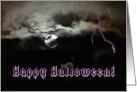 Happy Halloween! Full Moon, Bats, Lightning card