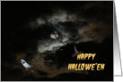 Happy Hallowe’en! Ghosts, Bats, and Full Moon card