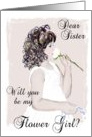 Dear Sister-Will you be my flower girl?- Digital painting of young girl card